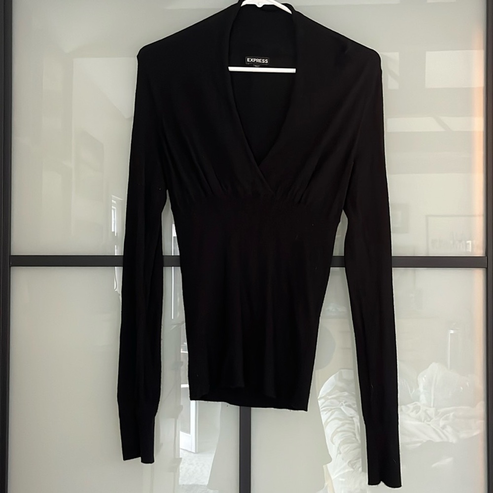 Black Express size small V neck sweater